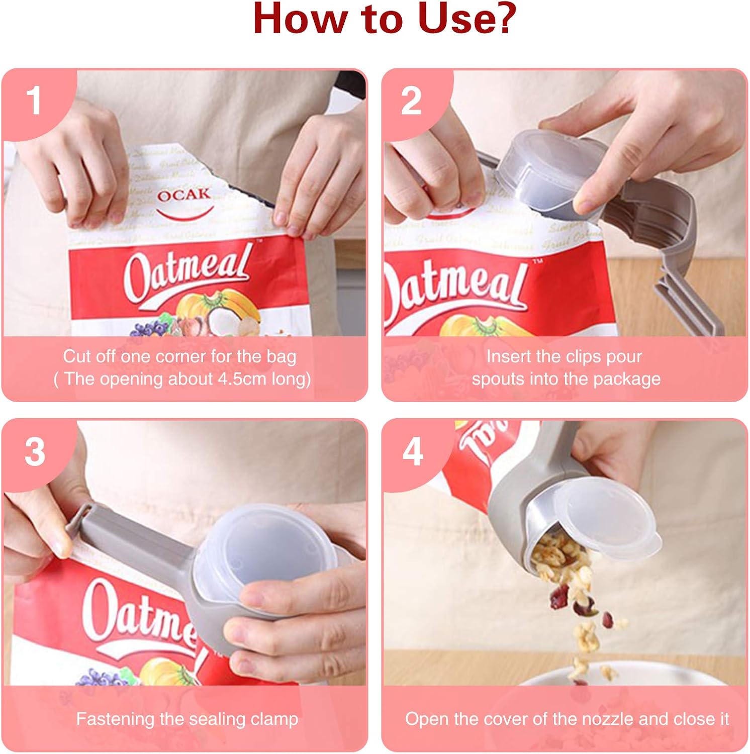 Food Bag Clips with Pour Spouts